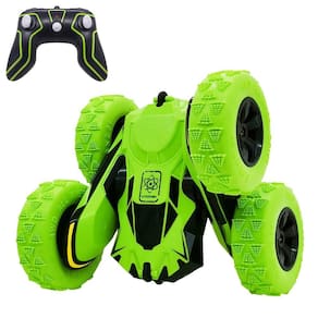 Controle remoto RC Stunt Cars Threeking de dupla face verde
