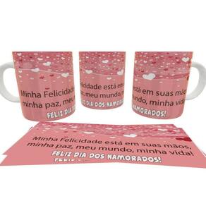 Caneca Porcelana Minha Felicidade Está Em Suas Mãos