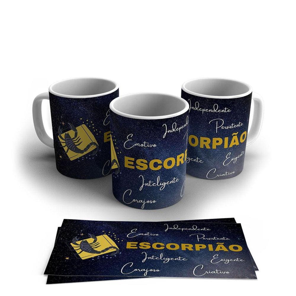Caneca Porcelana Signo Do Zodíaco Escorpião 325ml