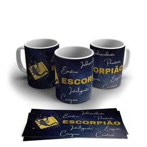 Caneca Porcelana Signo Do Zodíaco Escorpião 325ml