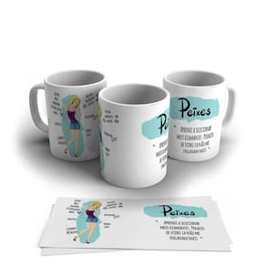Caneca Personalizada Cerâmica Signo Peixes 325ml