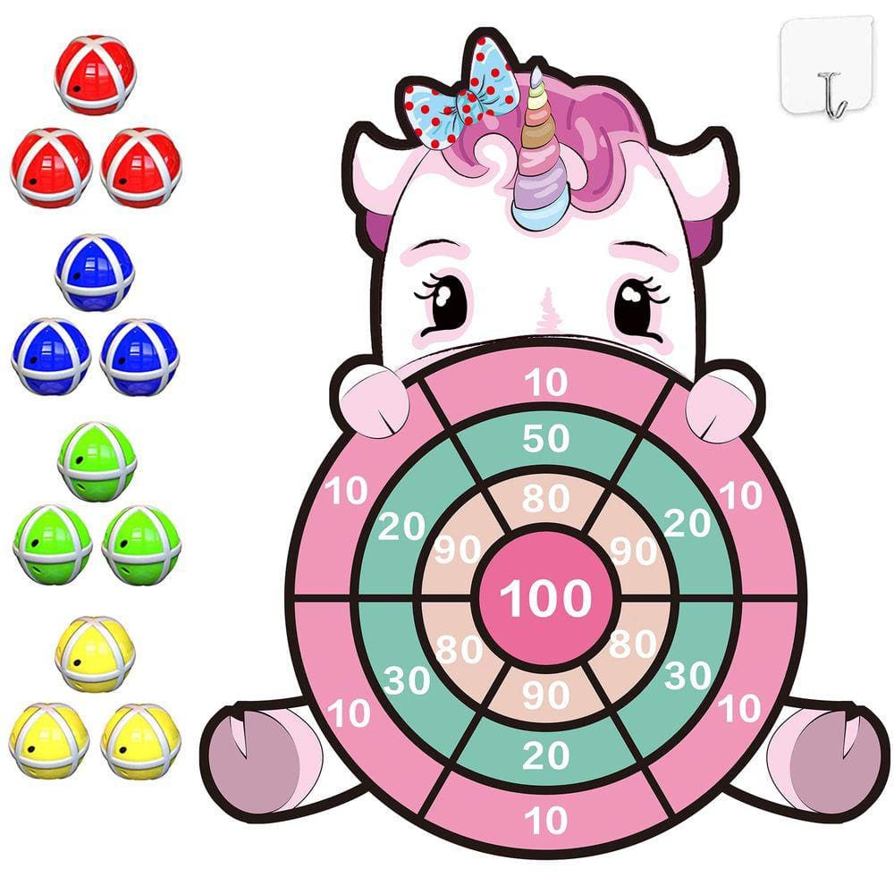 Jogo de tabuleiro de dardos HONGID Unicorn de 25 polegadas para meninas de 3 a 12 anos