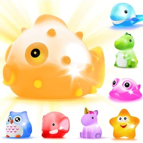 Brinquedos de banho JASNKKONT Light Up Floating Rubber Animals 8 unidades