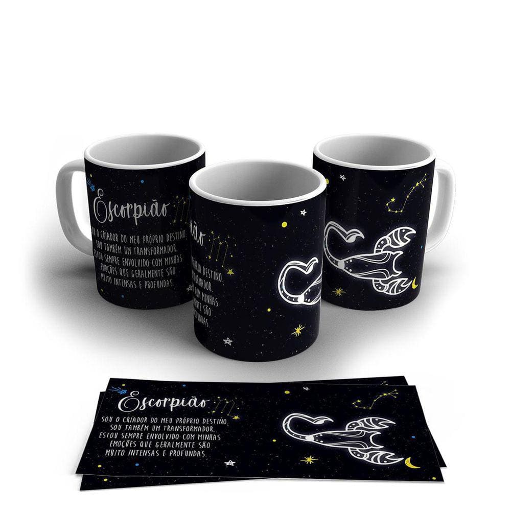 Caneca Porcelana Signo Do Zodíaco Escorpião 325Ml