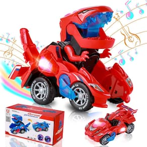 Carro de brinquedo Dinosaur Transformer com luz e música para crianças de 3 a 5