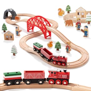 Conjunto de trem de madeira Giant Bean Forest Theme 36 unidades para criança