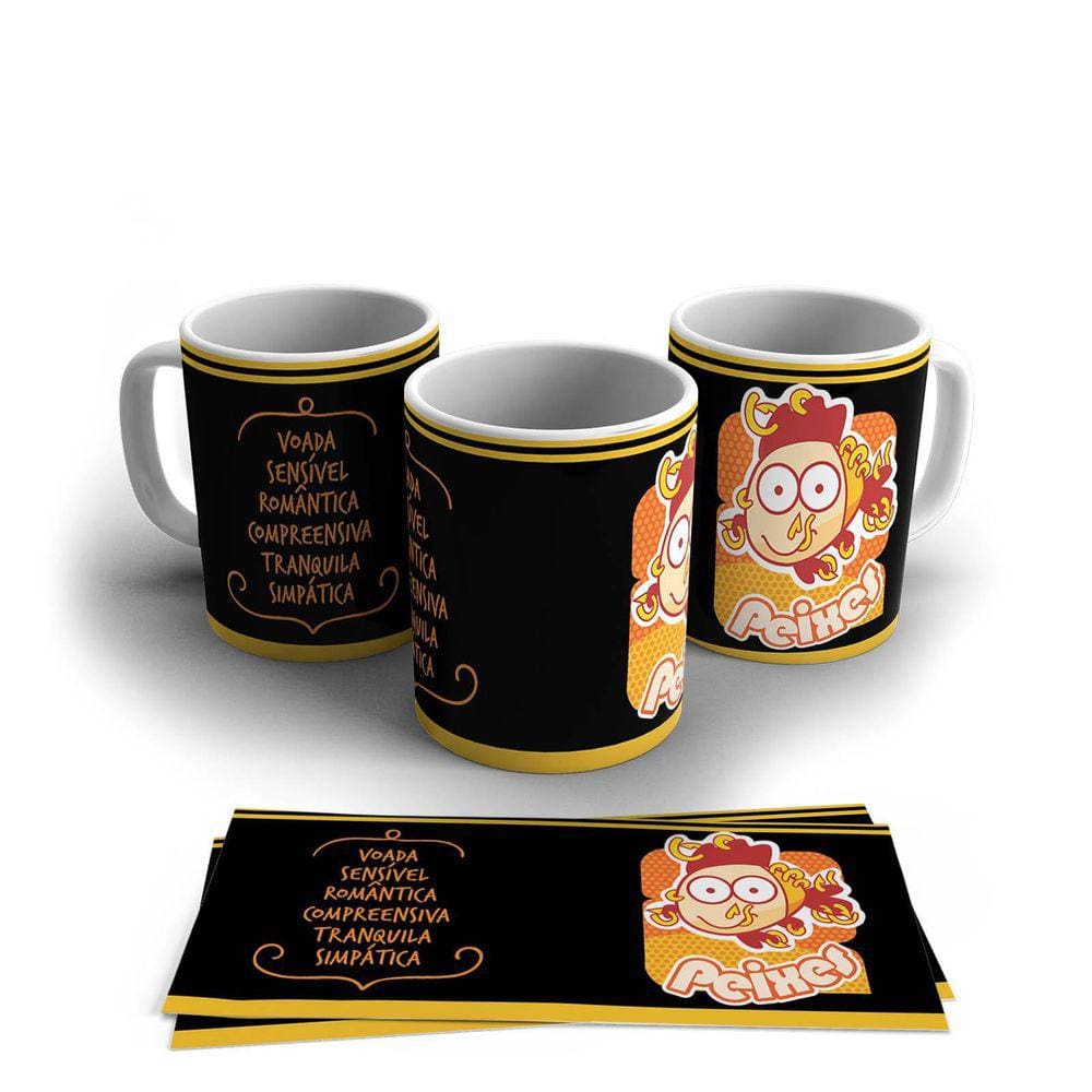 Caneca Personalizada Cerâmica Signo Peixes 325ml