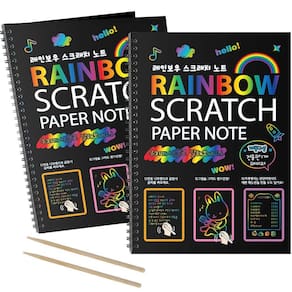 Cadernos Scratch Art MBJRFU Rainbow para crianças com caneta de madeira