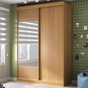 Guarda-Roupas Infantil 2 Portas 1 Porta com Espelho Samambaia Teen CabeCasa MadeiraMadeira Carvalho