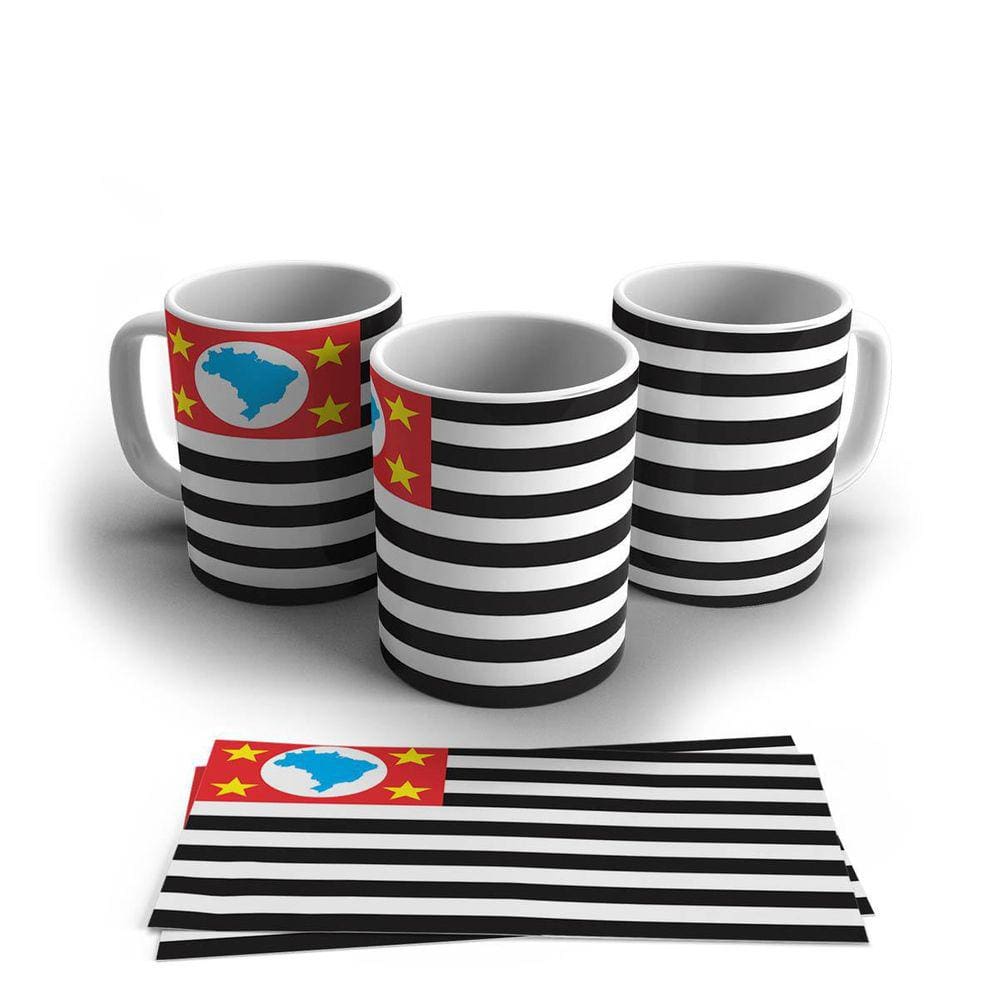 Caneca Personalizada Porcelana Bandeira De São Paulo 325ml