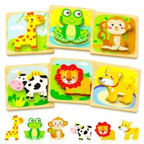 Quebra-cabeças de madeira para crianças pequenas, Benresive Animal, 1-3 anos, Montessori