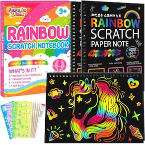 Caderno Scratch FEREDO KIDS Rainbow para crianças de 3 a 9 anos, 2 pessoas