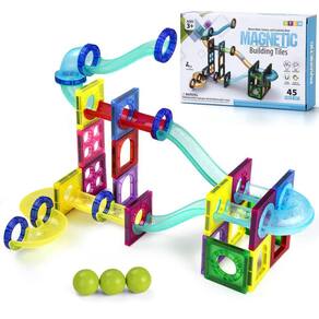 Blocos de construção 3D Magnetic Marble Run Race Track, 45 unidades