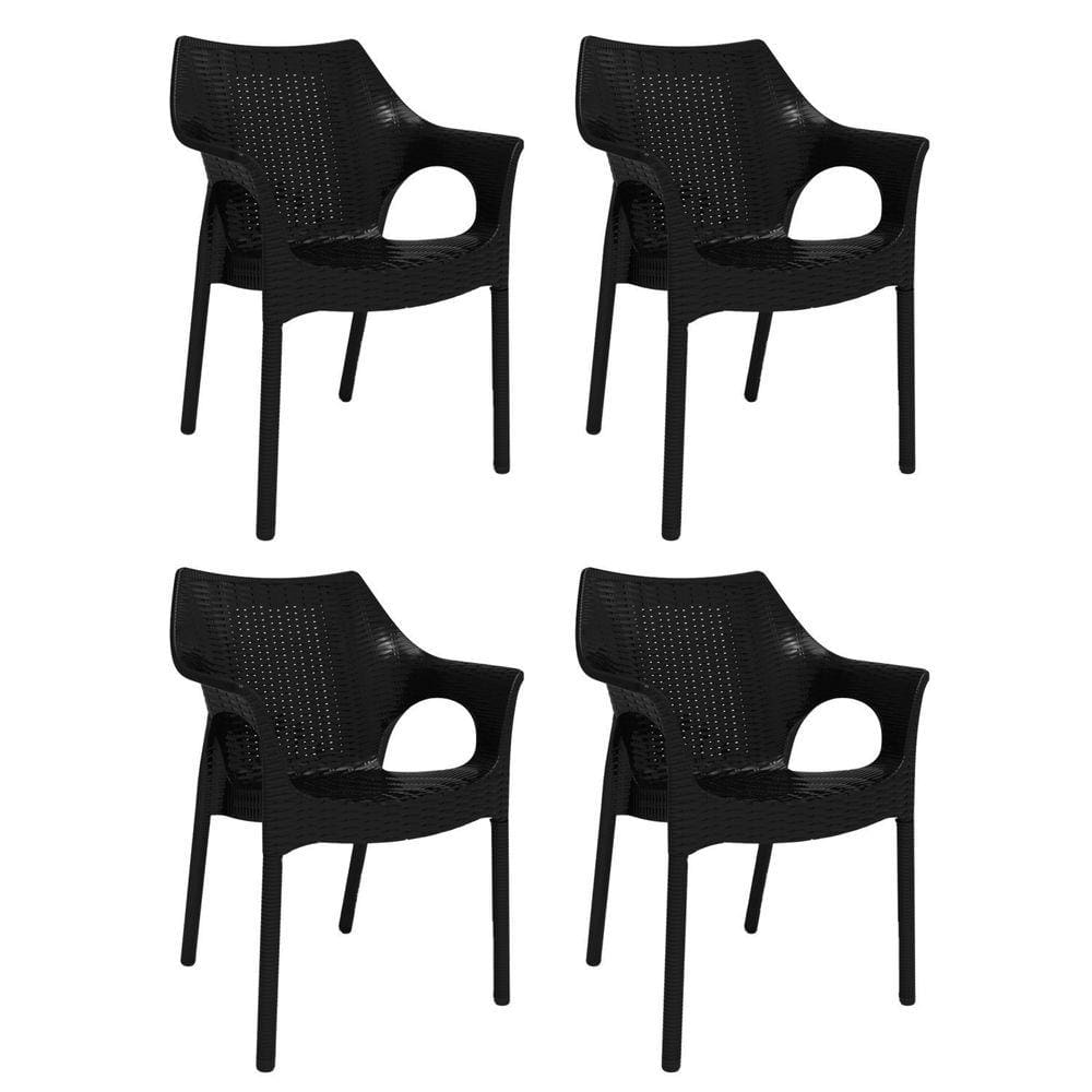 Conjunto com 4 Cadeiras para Jardim Relic Preto