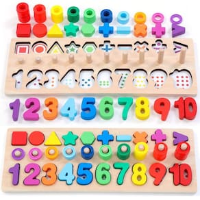 Quebra-cabeças de números de madeira Montessori Toy GeoCrew para crianças de 1 a 3 anos