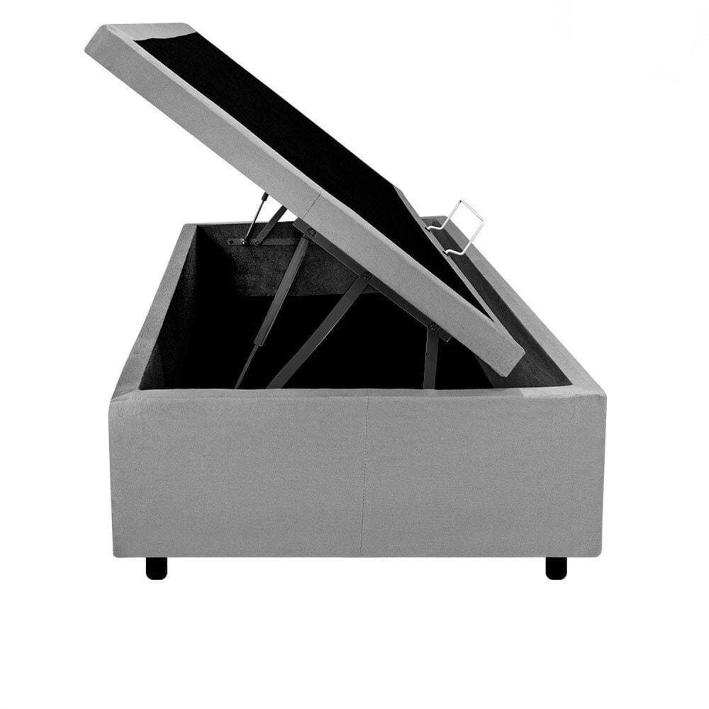 Base Box Baú Solteiro 96x203x42cm Suede Cinza