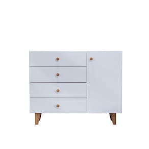 Cômoda 4 Gavetas 1 Porta 112x91x47 Branco Real - Mdf Arauco