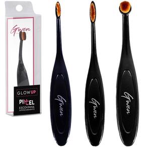 Pincel Escova Maquiagem Super Acabament Cabo Preto Gwen 12Cm