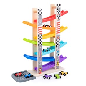 Brinquedo Ramp Racer WOOD CITY para criança de 1 a 3 anos com 7 Mini C