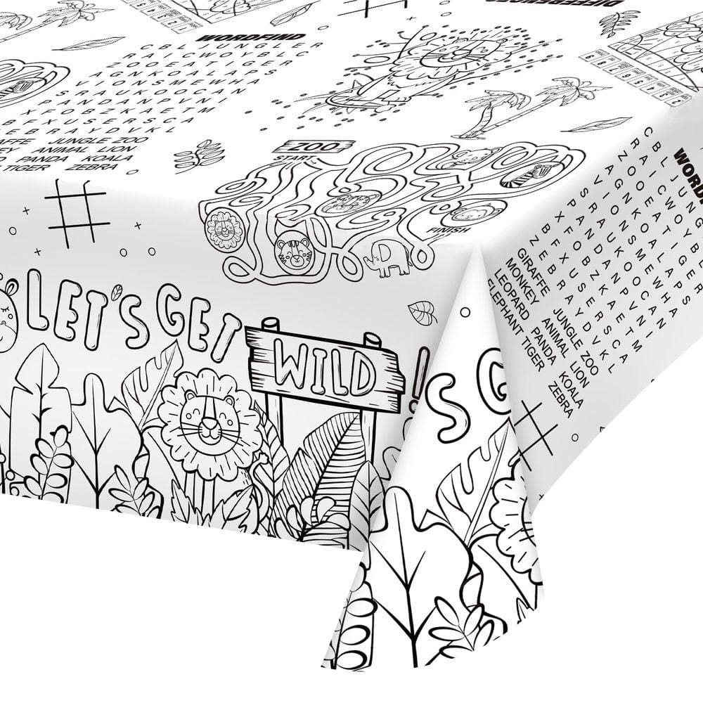 Toalha de mesa de papel para colorir Gatherfun Safari Jungle Theme Kids