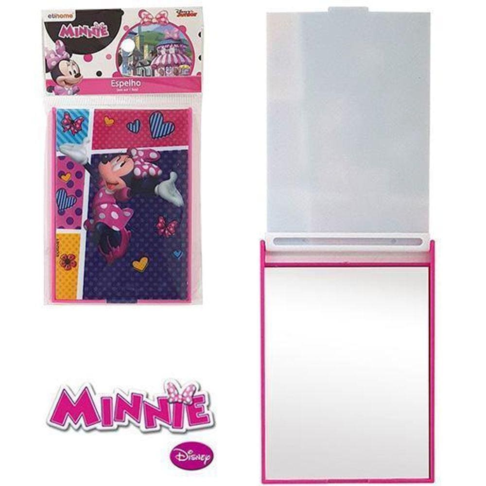Espelho De Mao De Plastico Retangular Minnie 9,5X6,5Cm
