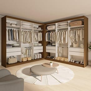Closet Casal sem Portas 8 Gavetas Paris Duo Premium Freijó