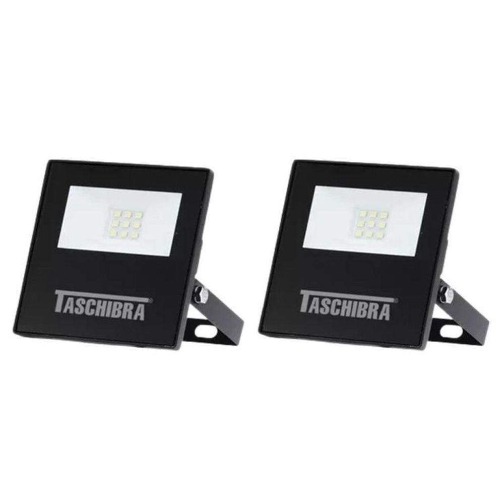 Kit 2 Refletores LED TR Slim 10W 3000K Taschibra Preto