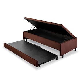 Bicama Solteiro com Baú 88x188 Suede Marrom