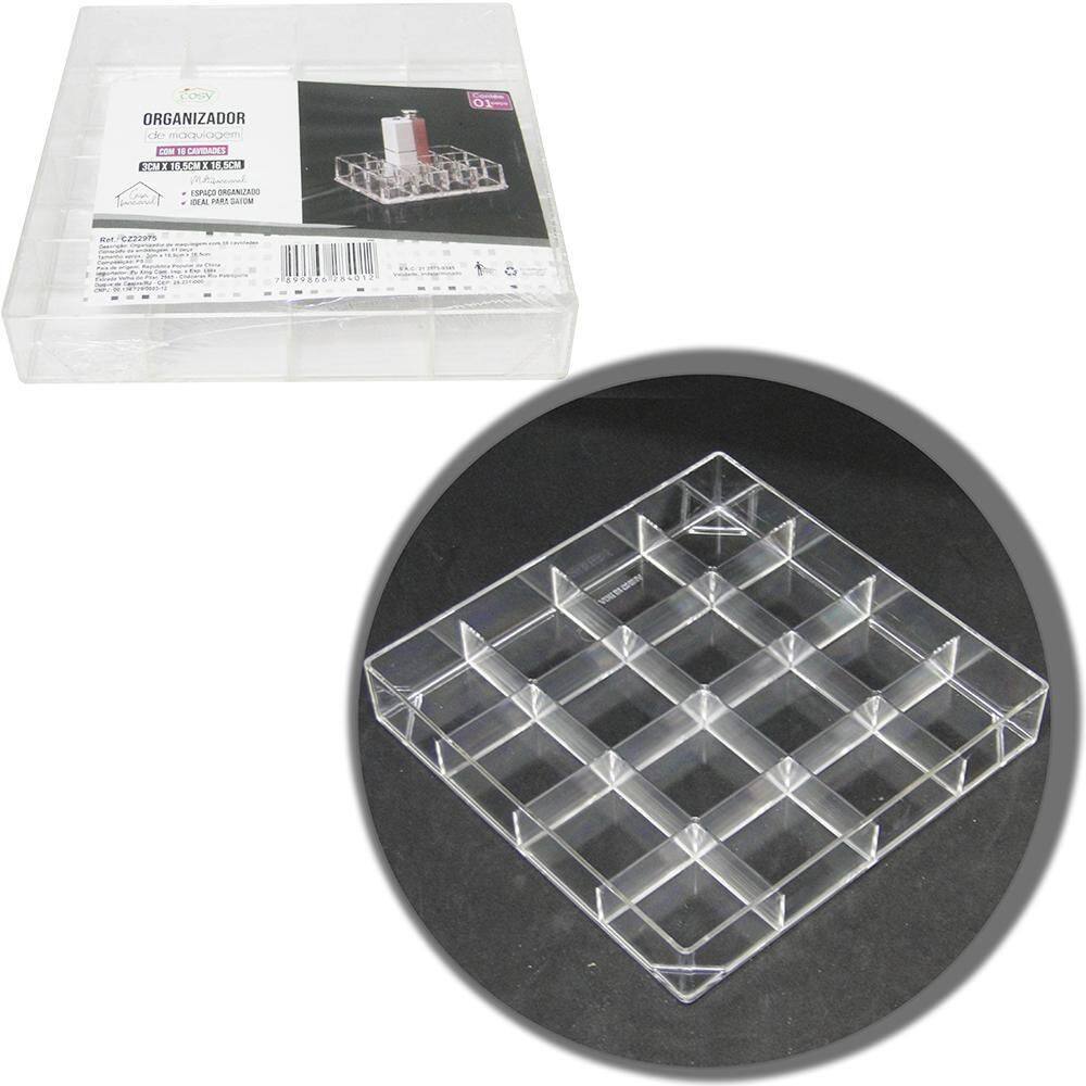 Organizador Cosmeticos Acrilico Quadrado 16 Cavidades 16,5Cm