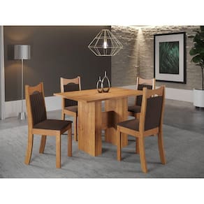 Conjunto de Jantar Mesa Retangular Shake com 4 Cadeiras Dalas Mel/Bombom