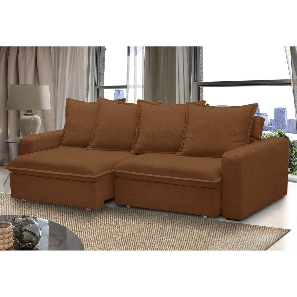 Sofá Retrátil e Reclinável 3 Lugares 235cm Molas Espirais e Molas Ensacadas Vicenza Terracota