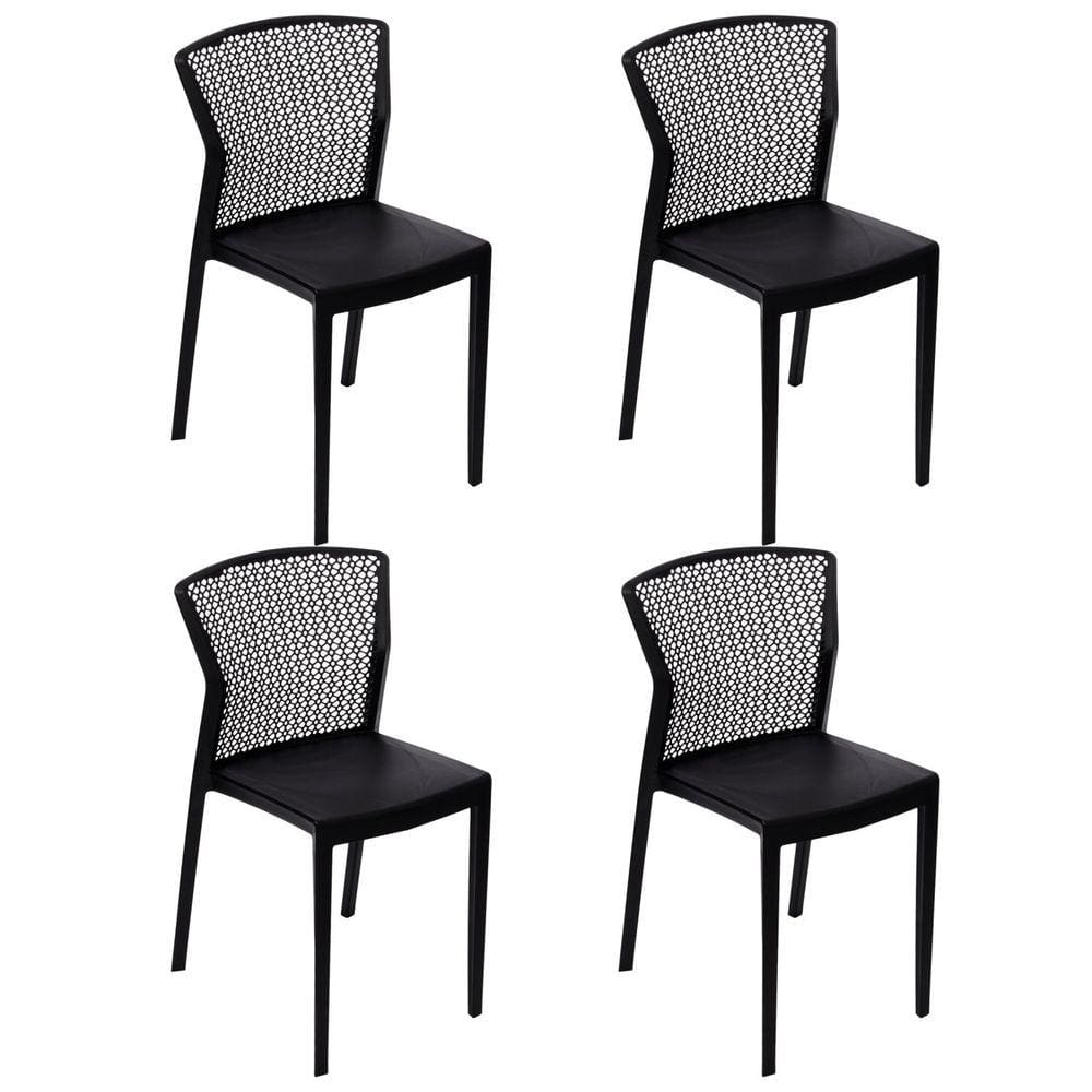 Conjunto com 4 Cadeiras para Jardim Peti Preto
