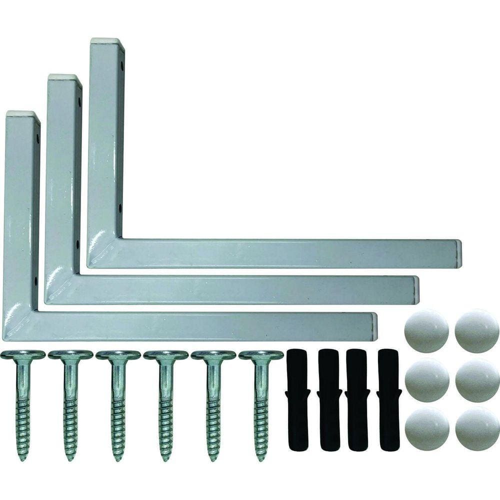 Kit 2 Suportes Mão Francesa Cantoneira Prateira Branco 30Cm