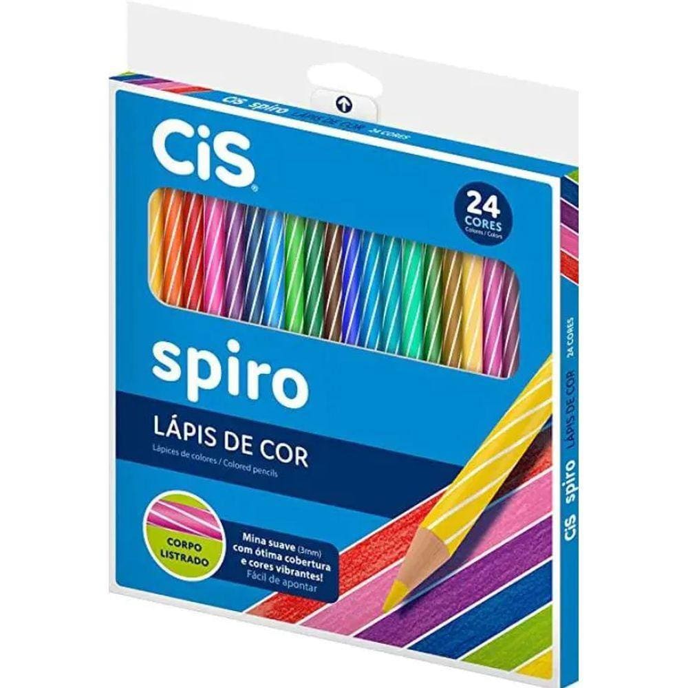 Lápis de Cor 24 Cores Corpo Listrado Spiro - CIS