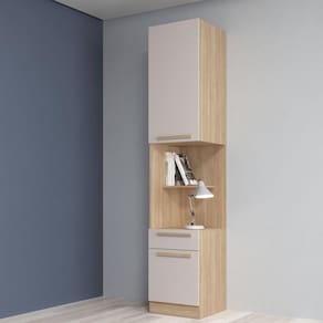 Mesa de Cabeceira Módulo Esquerdo 2 Portas 1 Gaveta San Diego Aveiro Oak/Cinza Urbano