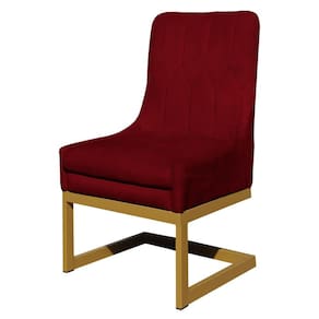 Cadeira Valentina Sala de Jantar Veludo Vermelho Base Dourada - Vallisa Decor
