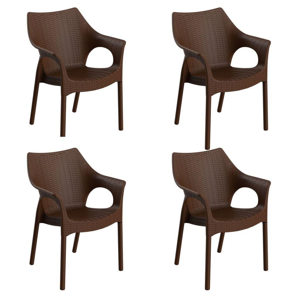 Conjunto com 4 Cadeiras para Jardim Relic Chocolate