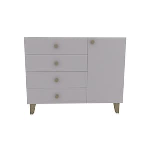 Cômoda 4 Gavetas 1 Porta 112x91x47 Sal Rosa - Mdf Arauco