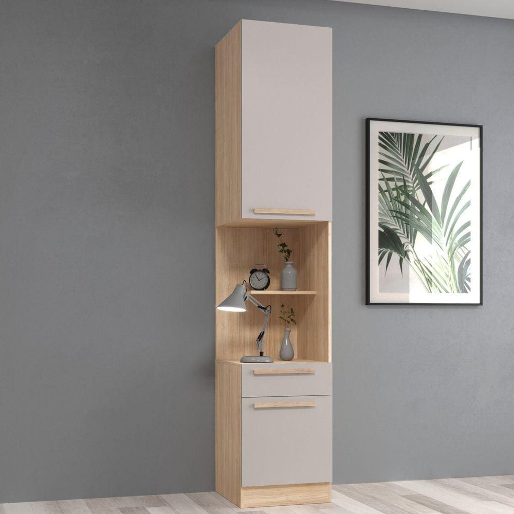 Mesa de Cabeceira Módulo Direito 2 Portas 1 Gaveta San Diego Aveiro Oak/Cinza Urbano