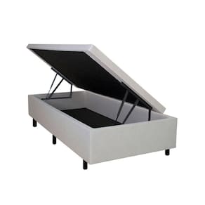 Cama Box Baú Solteiro 88x188x42cm Areia com Pistão a Gás Areia