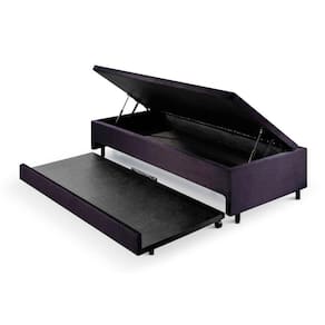Bicama com Baú Solteiro 96x203 Cm Suede Preto
