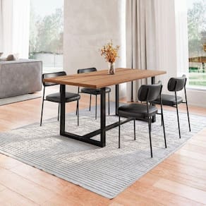 Conjunto Mesa de Jantar Rústica de Madeira Maciça com Cadeiras Mona Preto/Marrom