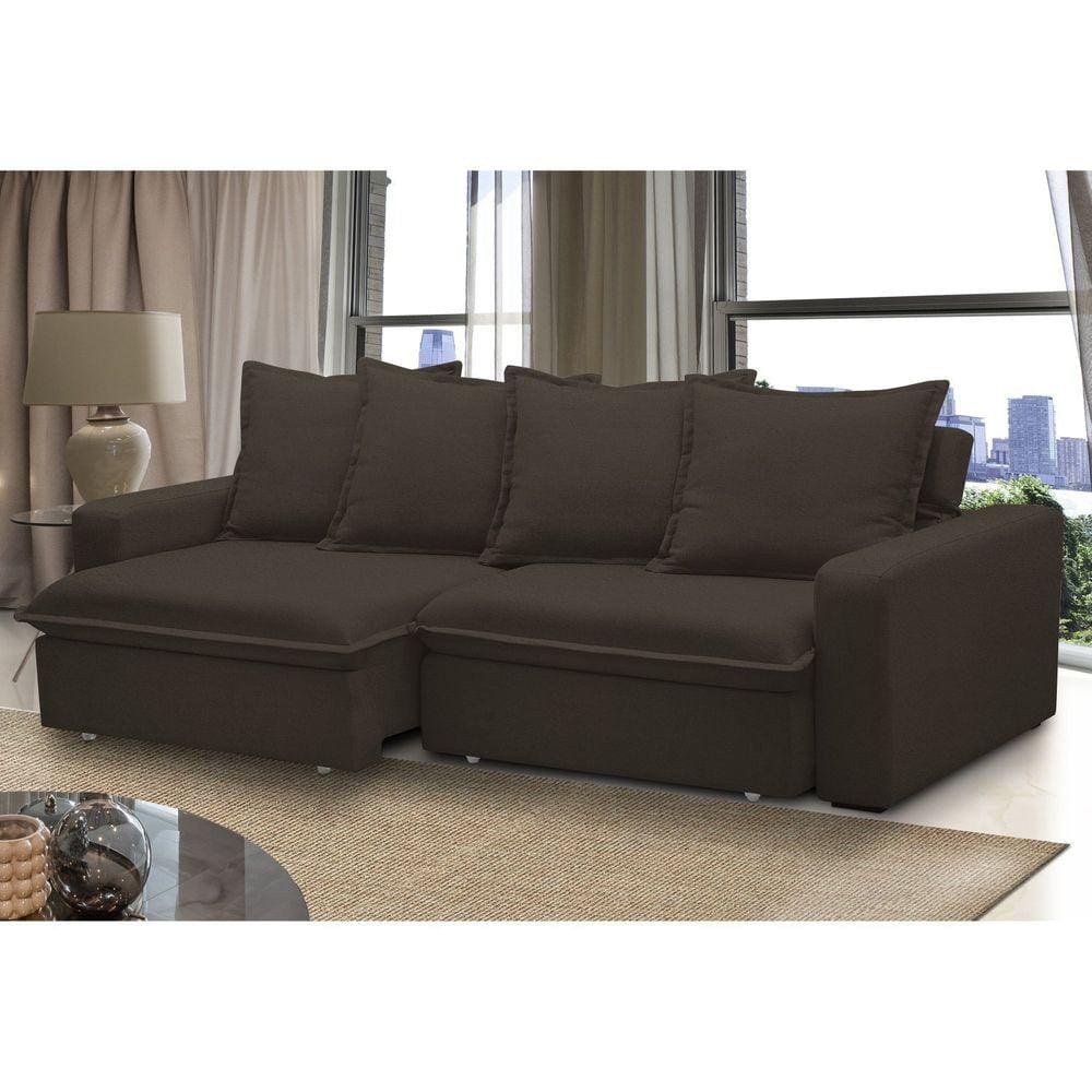 Sofá Retrátil e Reclinável 3 Lugares 235cm Molas Espirais e Molas Ensacadas Vicenza Marrom