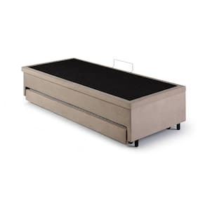 Bicama com Baú Solteiro 96x203 Cm Suede Bege