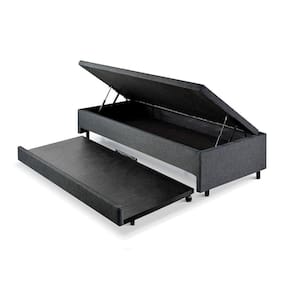 Bicama com Baú Solteiro 96x203 Cm Linho Cinza