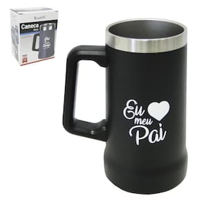 Caneca Térmica 750ml Parede Dupla Frases Pai - Inox