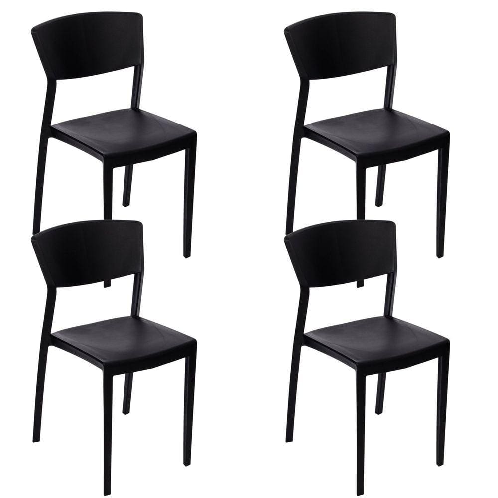 Conjunto com 4 Cadeiras para Jardim Oui Preto
