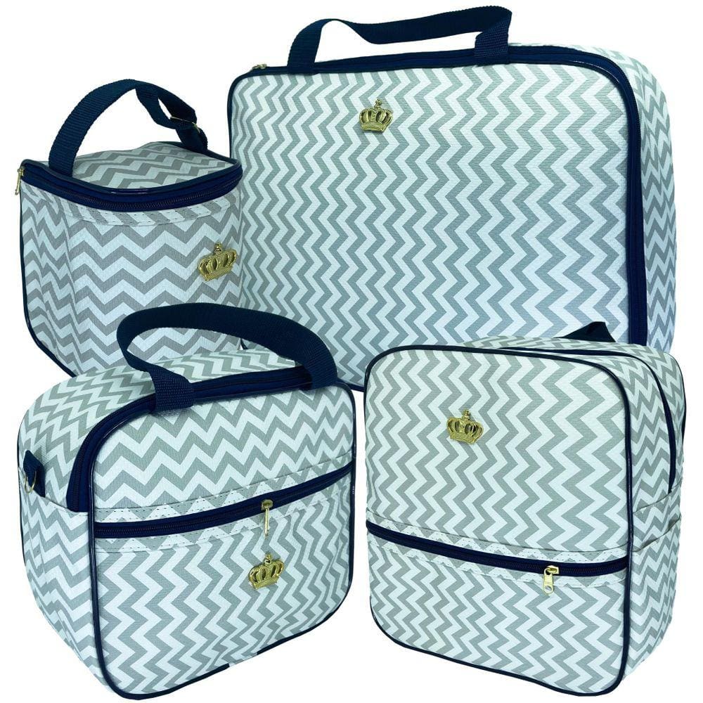 Kit Saida Maternidade Bolsa Mochila Bebe 4 Pç Zig Marinho