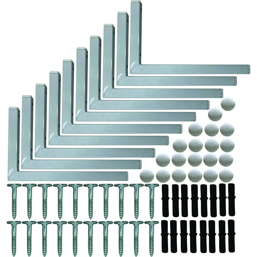 Kit 10 Suportes Mão Francesa Cantoneira Prateira Branco 20Cm