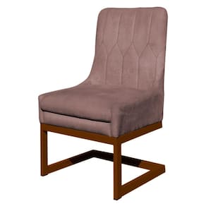Cadeira Valentina Sala de Jantar Veludo Rose Base Cobre - Vallisa Decor